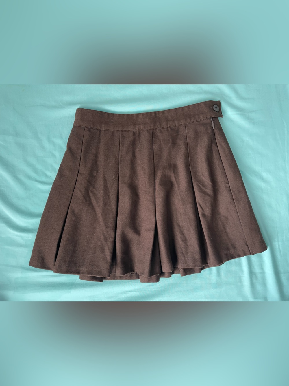 Divided Brown Pleated Mini Skirt Size-2